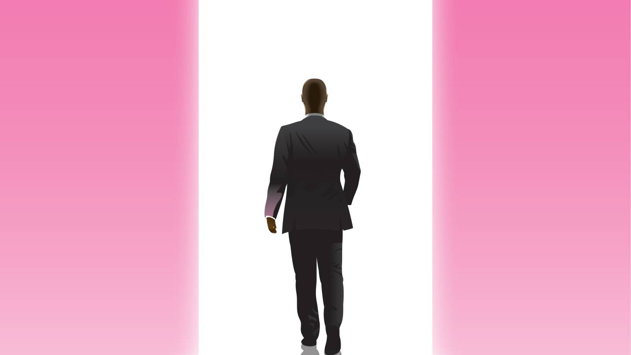 Ilustração mostra um homem de preto indo embora por uma porta
