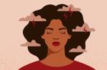 Ilustração de uma mulher sentindo ansiedade e estresse emocional.