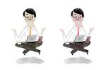 Ilustração de dois homens meditando no trabalho.