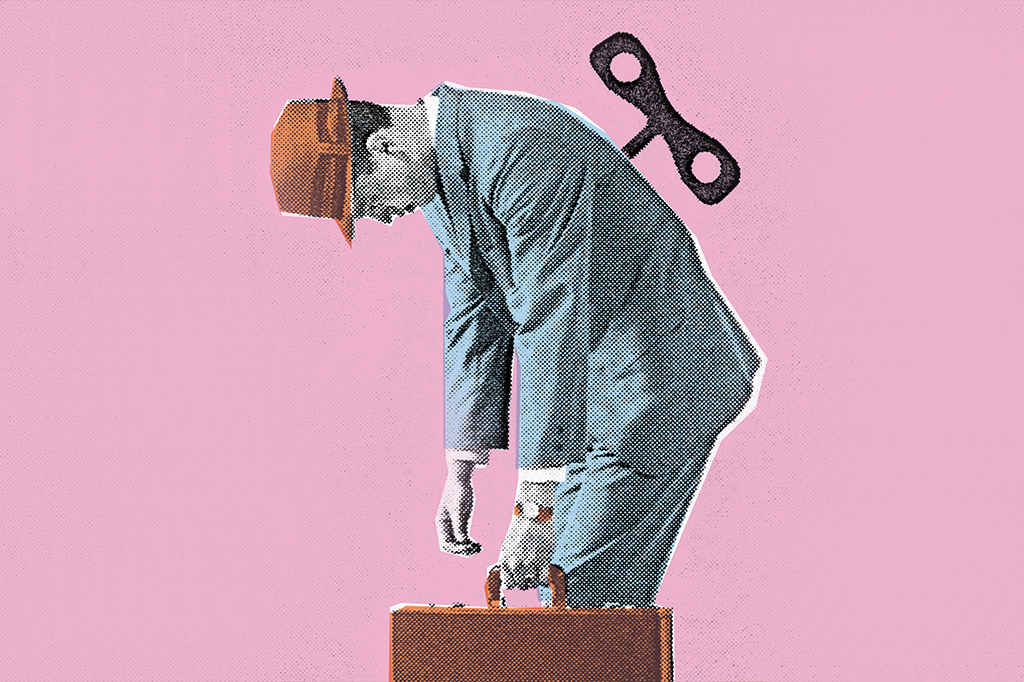 Ilustração de um boneco de corda.